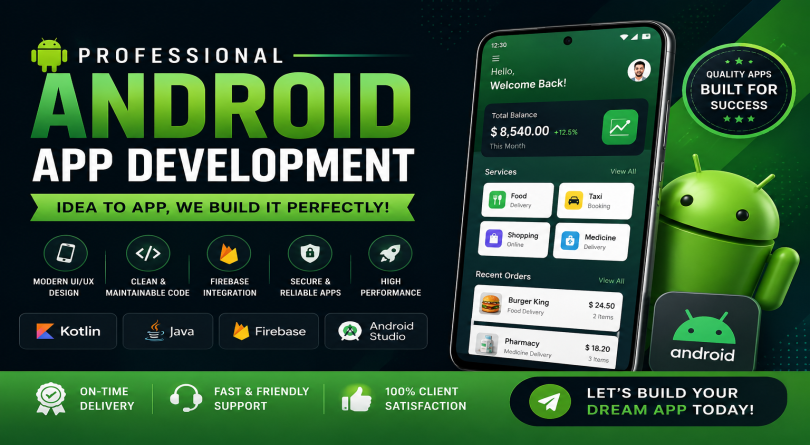 I will develop a professional Android app in Kotlin or Java for your business